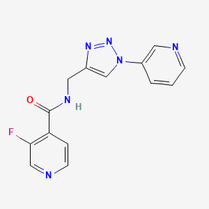 molecular formula C14H11FN6O B2973567 3-fluoro-N-((1-(pyridin-3-yl)-1H-1,2,3-triazol-4-yl)methyl)isonicotinamide CAS No. 2034296-91-6