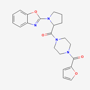 molecular formula C21H22N4O4 B2973569 (1-(Benzo[d]oxazol-2-yl)pyrrolidin-2-yl)(4-(furan-2-carbonyl)piperazin-1-yl)methanone CAS No. 1796933-36-2