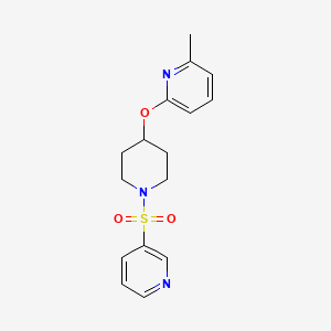 molecular formula C16H19N3O3S B2973570 2-Methyl-6-((1-(pyridin-3-ylsulfonyl)piperidin-4-yl)oxy)pyridine CAS No. 1797597-48-8