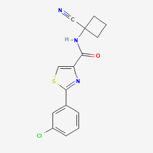 molecular formula C15H12ClN3OS B2973575 2-(3-chlorophenyl)-N-(1-cyanocyclobutyl)-1,3-thiazole-4-carboxamide CAS No. 1241165-19-4