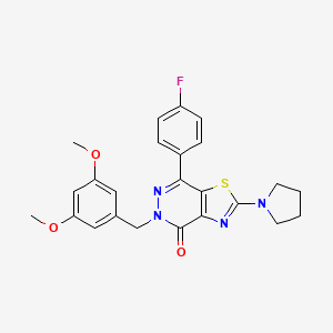 molecular formula C24H23FN4O3S B2973585 5-(3,5-dimethoxybenzyl)-7-(4-fluorophenyl)-2-(pyrrolidin-1-yl)thiazolo[4,5-d]pyridazin-4(5H)-one CAS No. 1172020-16-4