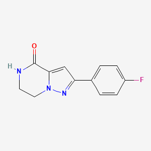 molecular formula C12H10FN3O B2973588 2-(4-Fluorophenyl)-6,7-dihydropyrazolo[1,5-A]pyrazin-4(5H)-one CAS No. 1553968-38-9