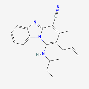 molecular formula C20H22N4 B2973591 2-烯丙基-1-(丙酰胺基)-3-甲基吡啶并[1,2-a]苯并咪唑-4-碳腈 CAS No. 844853-17-4