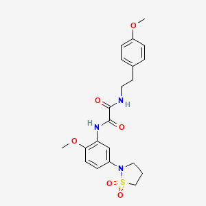 molecular formula C21H25N3O6S B2973594 N1-(5-(1,1-dioxidoisothiazolidin-2-yl)-2-methoxyphenyl)-N2-(4-methoxyphenethyl)oxalamide CAS No. 1105216-03-2