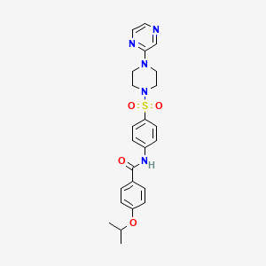 molecular formula C24H27N5O4S B2973597 4-isopropoxy-N-(4-((4-(pyrazin-2-yl)piperazin-1-yl)sulfonyl)phenyl)benzamide CAS No. 1049550-22-2