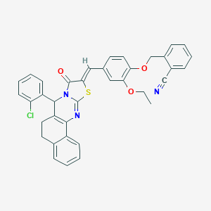 molecular formula C37H28ClN3O3S B297360 (Z)-2-((4-((7-(2-chlorophenyl)-9-oxo-5H-benzo[h]thiazolo[2,3-b]quinazolin-10(6H,7H,9H)-ylidene)methyl)-2-ethoxyphenoxy)methyl)benzonitrile 