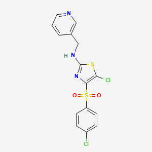 molecular formula C15H11Cl2N3O2S2 B2973600 5-chloro-4-((4-chlorophenyl)sulfonyl)-N-(pyridin-3-ylmethyl)thiazol-2-amine CAS No. 920728-39-8