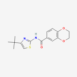 molecular formula C16H18N2O3S B2973605 N-(4-(tert-butyl)thiazol-2-yl)-2,3-dihydrobenzo[b][1,4]dioxine-6-carboxamide CAS No. 477551-69-2