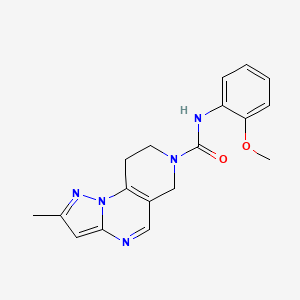 molecular formula C18H19N5O2 B2973612 N-(2-甲氧基苯基)-2-甲基-8,9-二氢吡唑并[1,5-a]吡啶并[3,4-e]嘧啶-7(6H)-甲酰胺 CAS No. 1797572-23-6