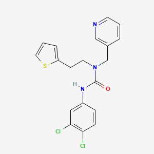 molecular formula C19H17Cl2N3OS B2973614 3-(3,4-Dichlorophenyl)-1-(pyridin-3-ylmethyl)-1-(2-(thiophen-2-yl)ethyl)urea CAS No. 1396715-59-5