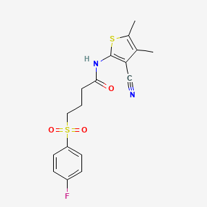 molecular formula C17H17FN2O3S2 B2973617 N-(3-cyano-4,5-dimethylthiophen-2-yl)-4-((4-fluorophenyl)sulfonyl)butanamide CAS No. 941901-12-8