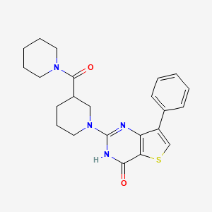 molecular formula C23H26N4O2S B2973619 7-phenyl-2-[3-(piperidin-1-ylcarbonyl)piperidin-1-yl]thieno[3,2-d]pyrimidin-4(3H)-one CAS No. 1243097-60-0