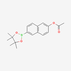 molecular formula C18H21BO4 B2973622 6-(四甲基-1,3,2-二氧杂硼环-2-基)萘-2-基乙酸酯 CAS No. 2490666-18-5