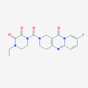 molecular formula C18H18FN5O4 B2973629 1-乙基-4-(8-氟-11-氧代-2,3,4,11-四氢-1H-二吡啶并[1,2-a:4',3'-d]嘧啶-2-羰基)哌嗪-2,3-二酮 CAS No. 2034550-44-0
