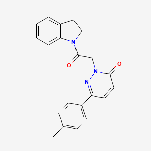 molecular formula C21H19N3O2 B2973637 2-(2-(indolin-1-yl)-2-oxoethyl)-6-(p-tolyl)pyridazin-3(2H)-one CAS No. 922863-66-9