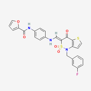 molecular formula C25H18FN3O5S2 B2973639 (Z)-N-(4-(((1-(3-fluorobenzyl)-2,2-dioxido-4-oxo-1H-thieno[3,2-c][1,2]thiazin-3(4H)-ylidene)methyl)amino)phenyl)furan-2-carboxamide CAS No. 894688-94-9