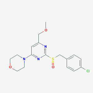 molecular formula C17H20ClN3O3S B2973640 4-[2-[(4-Chlorobenzyl)sulfinyl]-6-(methoxymethyl)-4-pyrimidinyl]morpholine CAS No. 477711-95-8