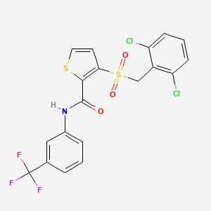 molecular formula C19H12Cl2F3NO3S2 B2973642 3-[(2,6-dichlorobenzyl)sulfonyl]-N-[3-(trifluoromethyl)phenyl]-2-thiophenecarboxamide CAS No. 251097-57-1
