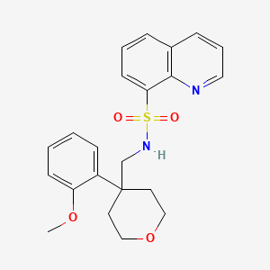 molecular formula C22H24N2O4S B2973643 N-((4-(2-甲氧基苯基)四氢-2H-吡喃-4-基)甲基)喹啉-8-磺酰胺 CAS No. 1797171-58-4