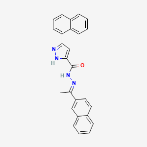 molecular formula C26H20N4O B2973646 (E)-3-(naphthalen-1-yl)-N'-(1-(naphthalen-2-yl)ethylidene)-1H-pyrazole-5-carbohydrazide CAS No. 1285681-55-1