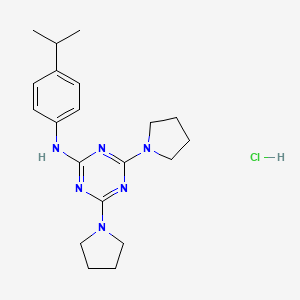 molecular formula C20H29ClN6 B2973650 N-(4-isopropylphenyl)-4,6-di(pyrrolidin-1-yl)-1,3,5-triazin-2-amine hydrochloride CAS No. 1179426-07-3