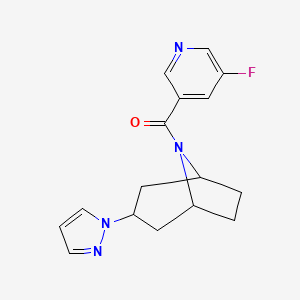 molecular formula C16H17FN4O B2973651 ((1R,5S)-3-(1H-pyrazol-1-yl)-8-azabicyclo[3.2.1]octan-8-yl)(5-fluoropyridin-3-yl)methanone CAS No. 2320221-02-9