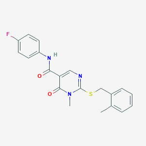 N-(4-fluorophenyl)-1-methyl-2-[(2-methylphenyl)methylsulfanyl]-6-oxopyrimidine-5-carboxamide