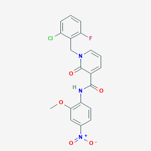 molecular formula C20H15ClFN3O5 B2973666 1-(2-chloro-6-fluorobenzyl)-N-(2-methoxy-4-nitrophenyl)-2-oxo-1,2-dihydropyridine-3-carboxamide CAS No. 941903-26-0