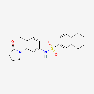 molecular formula C21H24N2O3S B2973672 N-[4-methyl-3-(2-oxopyrrolidin-1-yl)phenyl]-5,6,7,8-tetrahydronaphthalene-2-sulfonamide CAS No. 942013-07-2