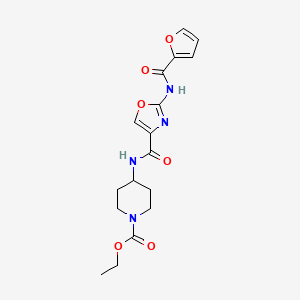 molecular formula C17H20N4O6 B2973673 Ethyl 4-(2-(furan-2-carboxamido)oxazole-4-carboxamido)piperidine-1-carboxylate CAS No. 1286724-71-7