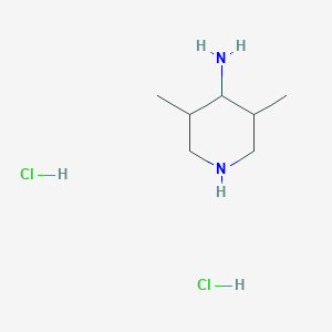 molecular formula C7H18Cl2N2 B2973677 3,5-Dimethylpiperidin-4-amine;dihydrochloride CAS No. 2243515-69-5
