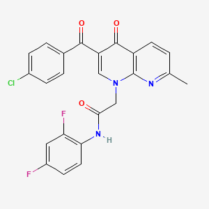 molecular formula C24H16ClF2N3O3 B2973678 2-(3-(4-chlorobenzoyl)-7-methyl-4-oxo-1,8-naphthyridin-1(4H)-yl)-N-(2,4-difluorophenyl)acetamide CAS No. 894912-65-3