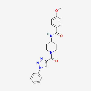 molecular formula C22H23N5O3 B2973684 4-甲氧基-N-(1-(1-苯基-1H-1,2,3-三唑-4-羰基)哌啶-4-基)苯田酰胺 CAS No. 1251630-82-6