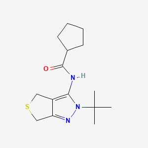 molecular formula C15H23N3OS B2973695 N-(2-tert-butyl-4,6-dihydrothieno[3,4-c]pyrazol-3-yl)cyclopentanecarboxamide CAS No. 450340-03-1