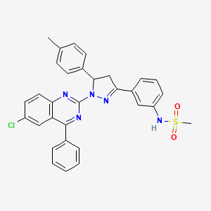 molecular formula C31H26ClN5O2S B2973696 N-[3-[2-(6-chloro-4-phenylquinazolin-2-yl)-3-(4-methylphenyl)-3,4-dihydropyrazol-5-yl]phenyl]methanesulfonamide CAS No. 865616-54-2
