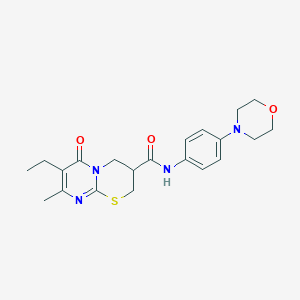 molecular formula C21H26N4O3S B2973700 7-ethyl-8-methyl-N-(4-morpholinophenyl)-6-oxo-2,3,4,6-tetrahydropyrimido[2,1-b][1,3]thiazine-3-carboxamide CAS No. 1421449-88-8