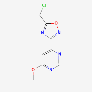 molecular formula C8H7ClN4O2 B2973709 4-[5-(Chloromethyl)-1,2,4-oxadiazol-3-yl]-6-methoxypyrimidine CAS No. 1602005-91-3