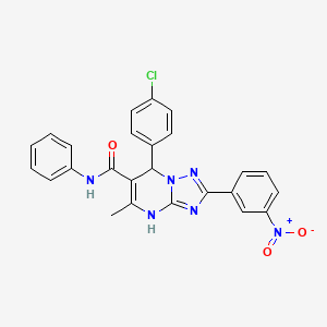 molecular formula C25H19ClN6O3 B2973714 7-(4-chlorophenyl)-5-methyl-2-(3-nitrophenyl)-N-phenyl-4,7-dihydro-[1,2,4]triazolo[1,5-a]pyrimidine-6-carboxamide CAS No. 538345-20-9