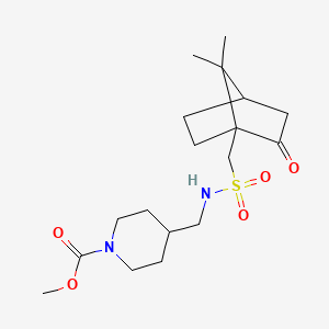molecular formula C18H30N2O5S B2973723 甲基-4-(((7,7-二甲基-2-氧代双环[2.2.1]庚烷-1-基)甲基磺酰氨基)甲基)哌啶-1-羧酸乙酯 CAS No. 1797242-76-2