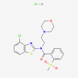 molecular formula C21H23Cl2N3O4S2 B2973726 N-(4-chlorobenzo[d]thiazol-2-yl)-2-(methylsulfonyl)-N-(2-morpholinoethyl)benzamide hydrochloride CAS No. 1189960-87-9