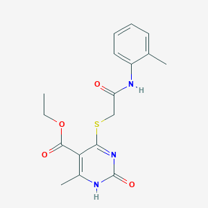 molecular formula C17H19N3O4S B2973729 ethyl 6-methyl-4-[2-(2-methylanilino)-2-oxoethyl]sulfanyl-2-oxo-1H-pyrimidine-5-carboxylate CAS No. 946252-92-2