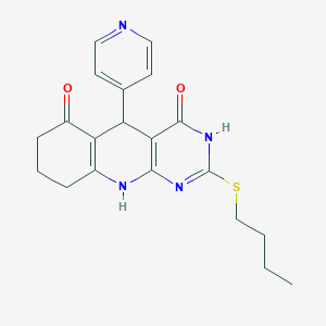 B2973730 2-(butylsulfanyl)-5-(pyridin-4-yl)-5,8,9,10-tetrahydropyrimido[4,5-b]quinoline-4,6(3H,7H)-dione CAS No. 628278-63-7