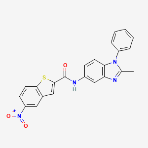 molecular formula C23H16N4O3S B2973732 N-(2-methyl-1-phenylbenzimidazol-5-yl)-5-nitro-1-benzothiophene-2-carboxamide CAS No. 392325-61-0