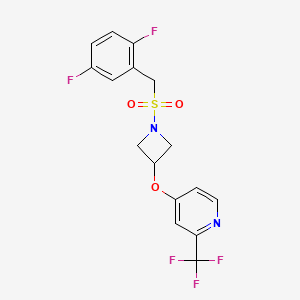 molecular formula C16H13F5N2O3S B2973734 4-[1-[(2,5-Difluorophenyl)methylsulfonyl]azetidin-3-yl]oxy-2-(trifluoromethyl)pyridine CAS No. 2380087-48-7