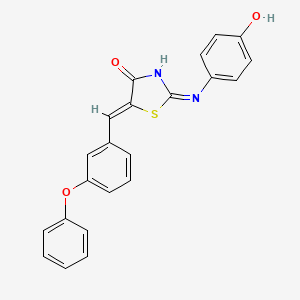 molecular formula C22H16N2O3S B2973738 (2Z,5Z)-2-((4-hydroxyphenyl)imino)-5-(3-phenoxybenzylidene)thiazolidin-4-one CAS No. 461673-88-1