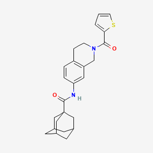 molecular formula C25H28N2O2S B2973742 N-[2-(thiophene-2-carbonyl)-1,2,3,4-tetrahydroisoquinolin-7-yl]adamantane-1-carboxamide CAS No. 955640-62-7