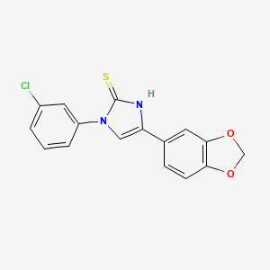 molecular formula C16H11ClN2O2S B2973751 5-(1,3-benzodioxol-5-yl)-3-(3-chlorophenyl)-1H-imidazole-2-thione CAS No. 688791-44-8