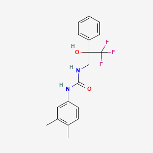 molecular formula C18H19F3N2O2 B2973760 1-(3,4-Dimethylphenyl)-3-(3,3,3-trifluoro-2-hydroxy-2-phenylpropyl)urea CAS No. 1351607-41-4