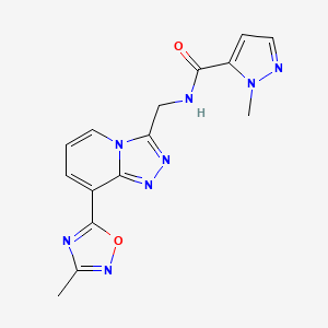 molecular formula C15H14N8O2 B2973761 1-methyl-N-((8-(3-methyl-1,2,4-oxadiazol-5-yl)-[1,2,4]triazolo[4,3-a]pyridin-3-yl)methyl)-1H-pyrazole-5-carboxamide CAS No. 2034599-76-1