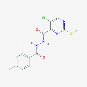 molecular formula C15H15ClN4O2S B2973767 N'-[5-chloro-2-(methylsulfanyl)pyrimidine-4-carbonyl]-2,4-dimethylbenzohydrazide CAS No. 1099351-13-9